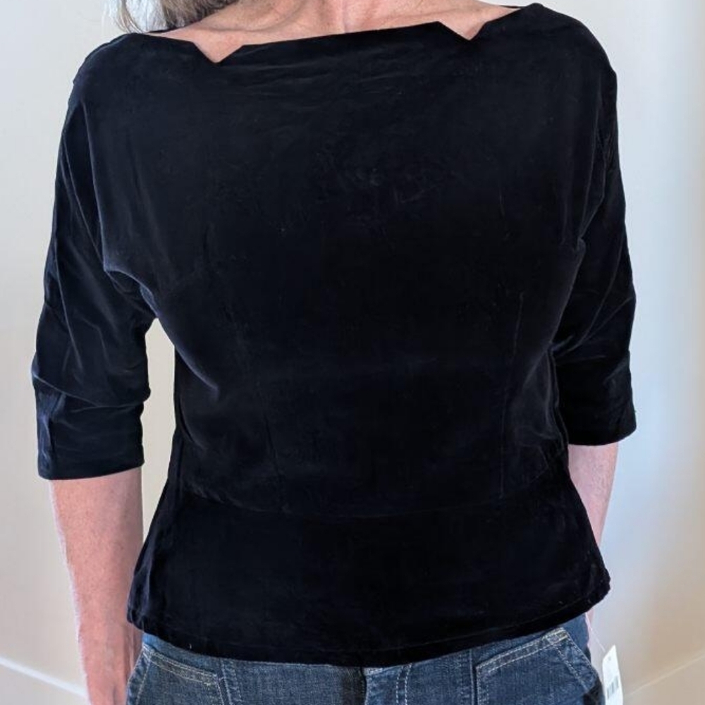 Carol Martin Original NY Black Velvet Fitted Notched Neckline, 1950's, Wm 8, EUC